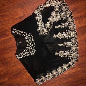 Large Foley sheer embroidered top